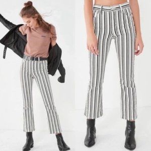 Urban Outfitters Women's White Kick Flare High-rise Cropped Jean – Stripe